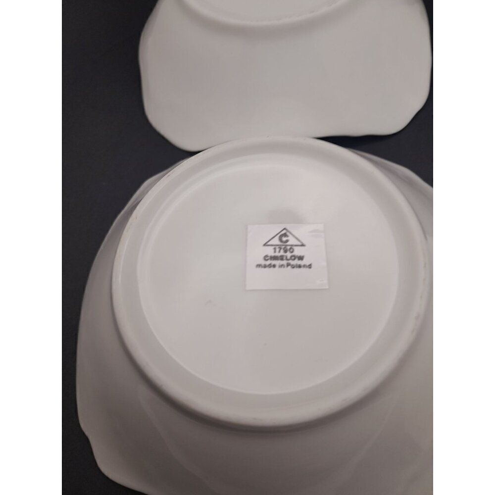 VTG C Mielow Poland Embossed Bowls White Porcelain Small Fruit Dipping Set of 4 - Picture 4 of 7